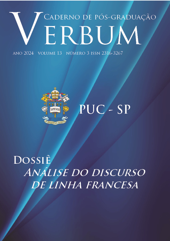 					Visualizar v. 13 n. 3 (2024): Análise do Discurso de linha francesa: autoria, sujeito, cenografia e identidades social e discursiva em diferentes textos em circulação na sociedade brasileira
				